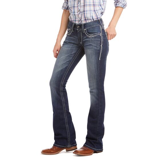 Ariat R.E.A.L. Mid Rise Stretch Entwined Boot Cut Jeans Size 28R - Picture 1 of 9